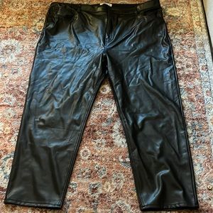 Ankle straight vegan leather pants